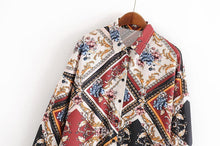 Load image into Gallery viewer, Printed Geometric Pattern Shirt Loose Stand Collar Top