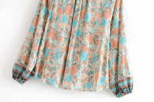 Load image into Gallery viewer, Spring New Bohemian Vintage Lace Print Cutout Long Sleeve Shirt Top
