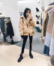 Load image into Gallery viewer, Loose Padded Warm Lamb Lamb Leisure Lapel Double Pocket Coat