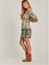 Load image into Gallery viewer, Boho Floral Print V-Neck Summer Flare Sleeve Hippie Beach Mini Dress