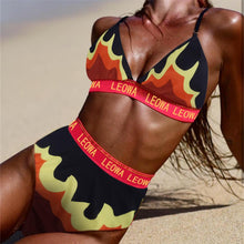 Load image into Gallery viewer, New Female Split Swimsuit High Waist Sexy Printed Letter Bikini