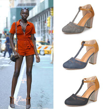 Load image into Gallery viewer, Large Size Thick and Suede Wild High Heel Sandals Women