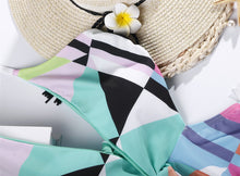 Load image into Gallery viewer, New Contrast Color Geometric Print One-piece Swimsuit