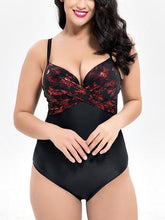 Load image into Gallery viewer, Siamese Women's Triangle Cross Print Large Size Swimsuit