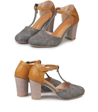 Load image into Gallery viewer, Large Size Thick and Suede Wild High Heel Sandals Women