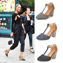 Load image into Gallery viewer, Large Size Thick and Suede Wild High Heel Sandals Women