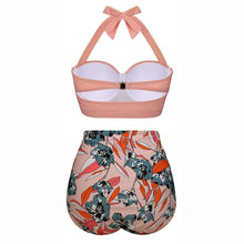 Load image into Gallery viewer, Retro Wave Point High Waist Bikini Print Swimsuit
