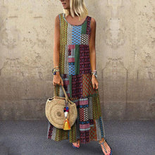 Load image into Gallery viewer, Bohemian Splicing Round Neck Sleeveless Maxi Dresses