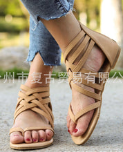 Load image into Gallery viewer, Knitted Toe Roman Sandals Female Summer Flat Large Size Women's Shoes