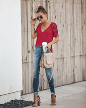 Load image into Gallery viewer, Sexy V-neck Lace Stitch Short-sleeved T-shirt top