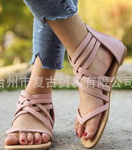 Load image into Gallery viewer, Knitted Toe Roman Sandals Female Summer Flat Large Size Women's Shoes