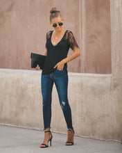 Load image into Gallery viewer, Sexy V-neck Lace Stitch Short-sleeved T-shirt top