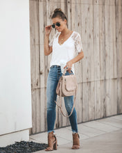 Load image into Gallery viewer, Sexy V-neck Lace Stitch Short-sleeved T-shirt top