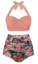 Load image into Gallery viewer, Retro Wave Point High Waist Bikini Print Swimsuit