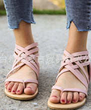 Load image into Gallery viewer, Knitted Toe Roman Sandals Female Summer Flat Large Size Women's Shoes