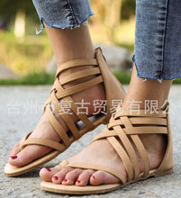 Load image into Gallery viewer, Knitted Toe Roman Sandals Female Summer Flat Large Size Women's Shoes