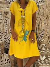 Load image into Gallery viewer, Fashion Printed Short Sleeve V-neck Bottoming Dress