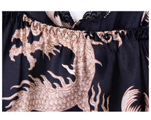 Load image into Gallery viewer, Ice Silk Pajamas Dragon Pattern Summer Silk Sleeping Skirts Women's Suspenders Shorts Two Suit Pendant Home Clothes