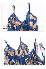 Load image into Gallery viewer, Silk Pajamas Ladies Spring and Summer Dragon Printed Silk Home Dress Three Pack