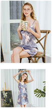 Load image into Gallery viewer, Pajamas silk pajamas women's summer crane sexy suspender nightdress home clothes