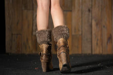 Load image into Gallery viewer, Imitation fur leg warmers knit imitation wool boots wool leggings short paragraph introverted solid color feather yarn socks