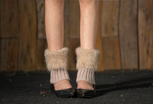 Load image into Gallery viewer, Imitation fur leg warmers knit imitation wool boots wool leggings short paragraph introverted solid color feather yarn socks