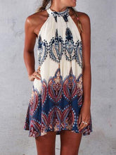 Load image into Gallery viewer, Pretty Fashion Floral-Print Chiffon Sleeveless Lace-up Cross Neck Mini Dress