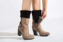 Load image into Gallery viewer, Imitation fur leg warmers knit imitation wool boots wool leggings short paragraph introverted solid color feather yarn socks