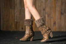 Load image into Gallery viewer, Imitation fur leg warmers knit imitation wool boots wool leggings short paragraph introverted solid color feather yarn socks