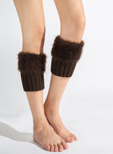 Load image into Gallery viewer, Imitation fur leg warmers knit imitation wool boots wool leggings short paragraph introverted solid color feather yarn socks
