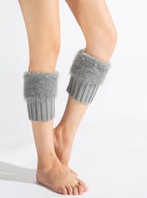 Load image into Gallery viewer, Imitation fur leg warmers knit imitation wool boots wool leggings short paragraph introverted solid color feather yarn socks