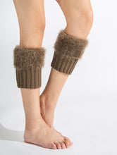 Load image into Gallery viewer, Imitation fur leg warmers knit imitation wool boots wool leggings short paragraph introverted solid color feather yarn socks