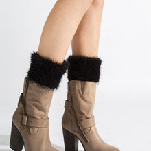 Load image into Gallery viewer, Imitation fur leg warmers knit imitation wool boots wool leggings short paragraph introverted solid color feather yarn socks