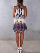Load image into Gallery viewer, Pretty Fashion Floral-Print Chiffon Sleeveless Lace-up Cross Neck Mini Dress