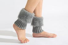 Load image into Gallery viewer, Imitation fur leg warmers knit imitation wool boots wool leggings short paragraph introverted solid color feather yarn socks