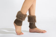 Load image into Gallery viewer, Imitation fur leg warmers knit imitation wool boots wool leggings short paragraph introverted solid color feather yarn socks
