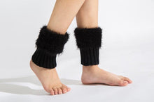Load image into Gallery viewer, Imitation fur leg warmers knit imitation wool boots wool leggings short paragraph introverted solid color feather yarn socks