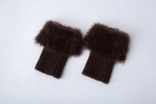 Load image into Gallery viewer, Imitation fur leg warmers knit imitation wool boots wool leggings short paragraph introverted solid color feather yarn socks