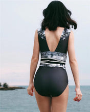 Load image into Gallery viewer, Retro Print New High Slit One-piece Swimsuit