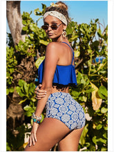Load image into Gallery viewer, Spa Cover Belly Two-piece Hem Ball Tassel Bikini
