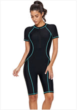 Load image into Gallery viewer, Diving Suit Short-sleeved Zipper Sunscreen Quick-drying Surfing One-piece Swimsuit