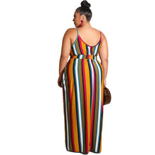 Load image into Gallery viewer, Large Women's Stripe Loose Dress with Belt and Suspender Summer