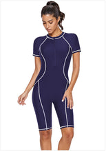 Load image into Gallery viewer, Diving Suit Short-sleeved Zipper Sunscreen Quick-drying Surfing One-piece Swimsuit
