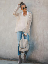 Load image into Gallery viewer, Hollow Solid Color V-neck Knitting Sweater Tops