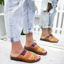 Load image into Gallery viewer, Sandals Female Large Size Wedge with Thick Base Color Matching Ladies Sandals and Slippers