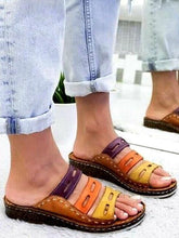 Load image into Gallery viewer, Sandals Female Large Size Wedge with Thick Base Color Matching Ladies Sandals and Slippers