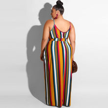 Load image into Gallery viewer, Large Women's Stripe Loose Dress with Belt and Suspender Summer