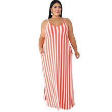 Load image into Gallery viewer, Large Women's Stripe Loose Dress with Belt and Suspender Summer