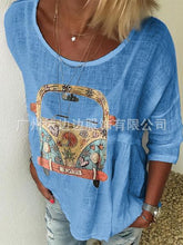 Load image into Gallery viewer, Autumn T-shirt with Round Collar Printing