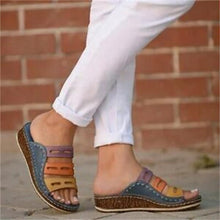 Load image into Gallery viewer, Sandals Female Large Size Wedge with Thick Base Color Matching Ladies Sandals and Slippers